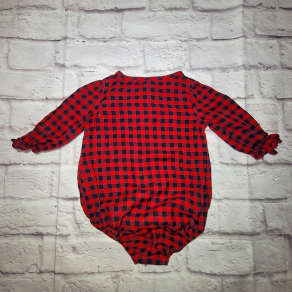 Oshkosh Infant Girl's Buffalo Plaid Print Bodysuit & Denim Jumper - Picture 5 of 9